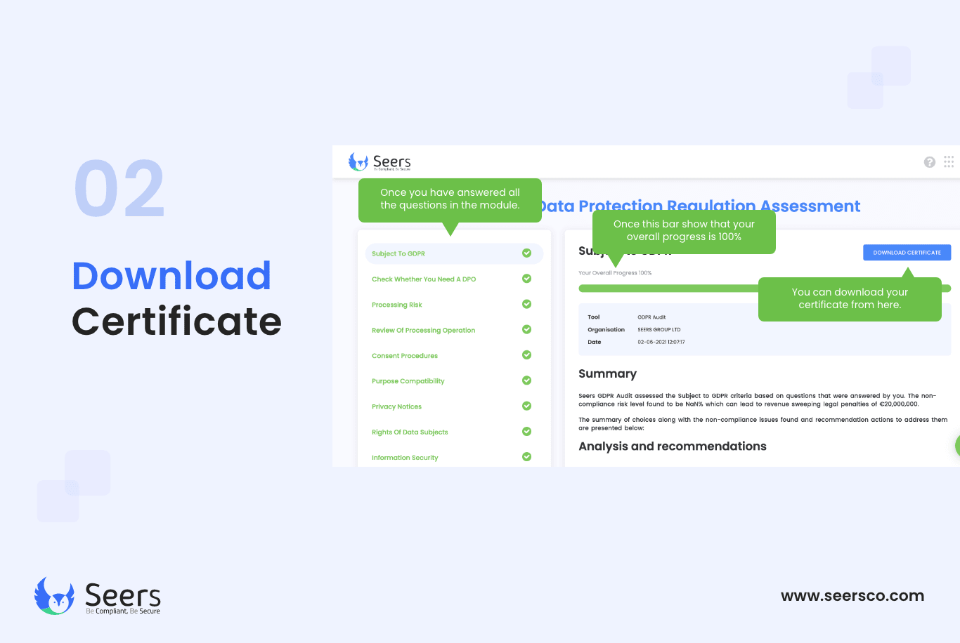 screenshot of GDPR Audit